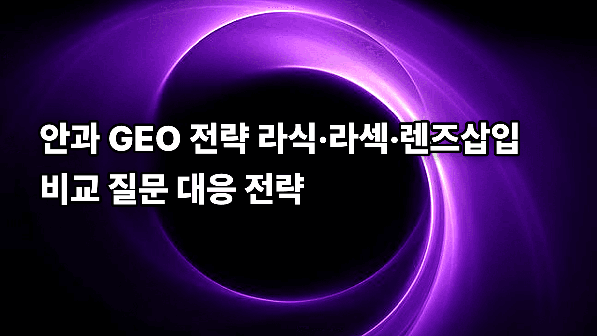 안과 GEO 전략 라식·라섹·렌즈삽입 비교 질문 대응 전략