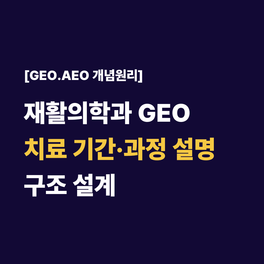 재활의학과 GEO치료 기간·과정 설명구조 설계