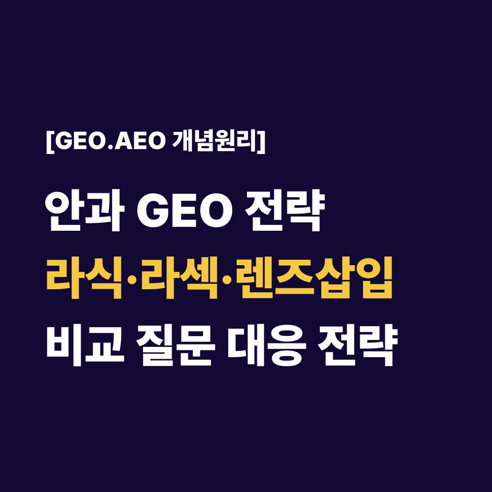 안과 GEO 전략라식·라섹·렌즈삽입비교 질문 대응 전략